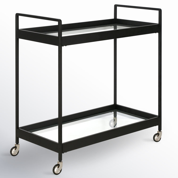 Evelyn & Zoe Contemporary Blackened Bronze Bar Cart with Tempered Glass Shelves