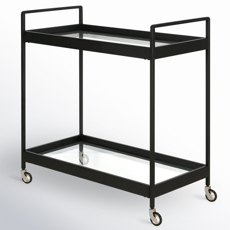 Evelyn & Zoe Contemporary Blackened Bronze Bar Cart with Tempered Glass Shelves