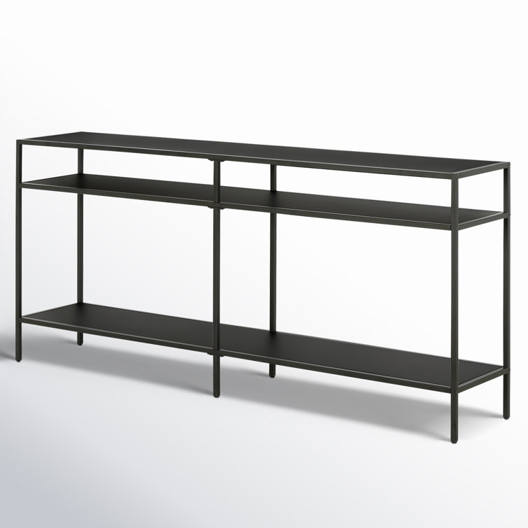 Blackened Bronze 64'' Industrial Console Table with Storage