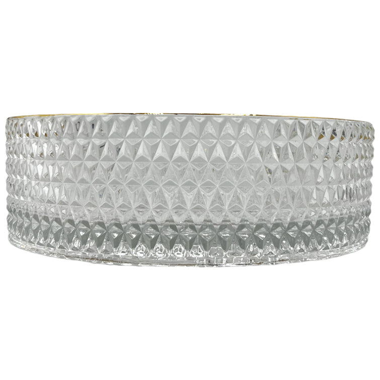 16" Clear and Gold Glass Circular Bathroom Vessel Sink