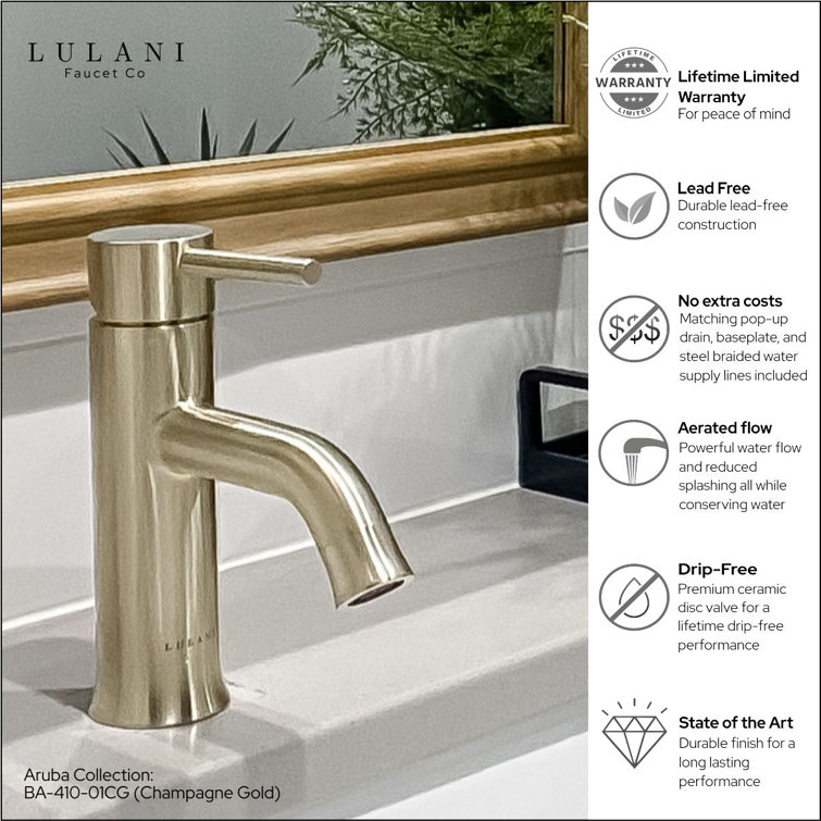 Aruba Flamingo-Inspired Single Handle Champagne Gold Bathroom Faucet