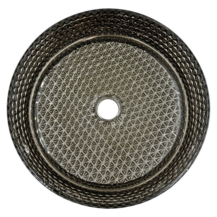 Silver 14" Textured Glass Circular Bathroom Vessel Sink