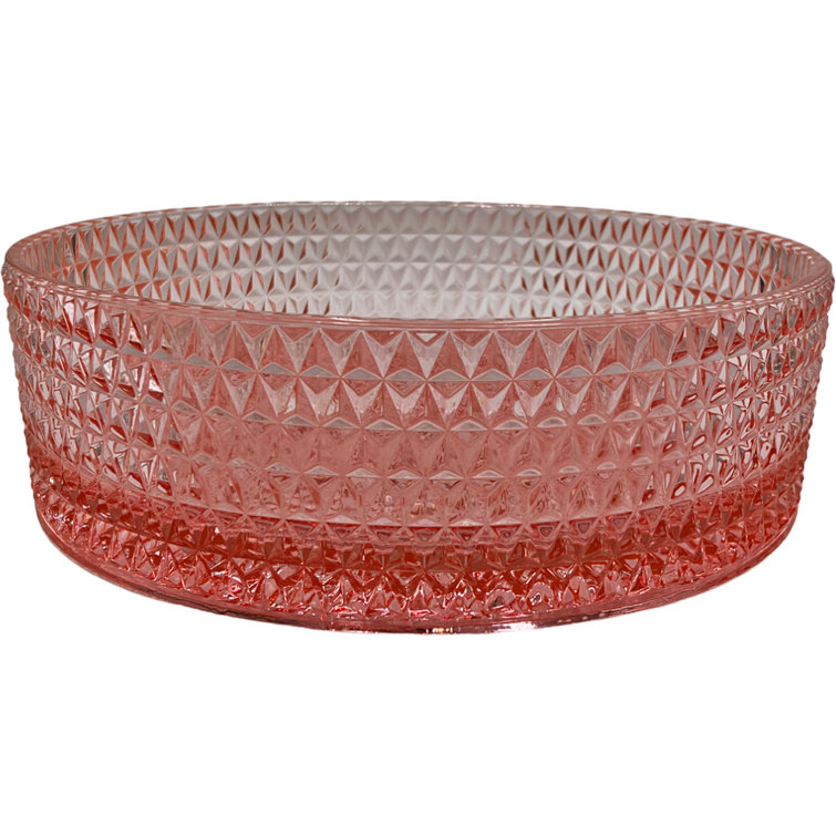 Champagne Pink 16" Textured Glass Circular Bathroom Vessel Sink