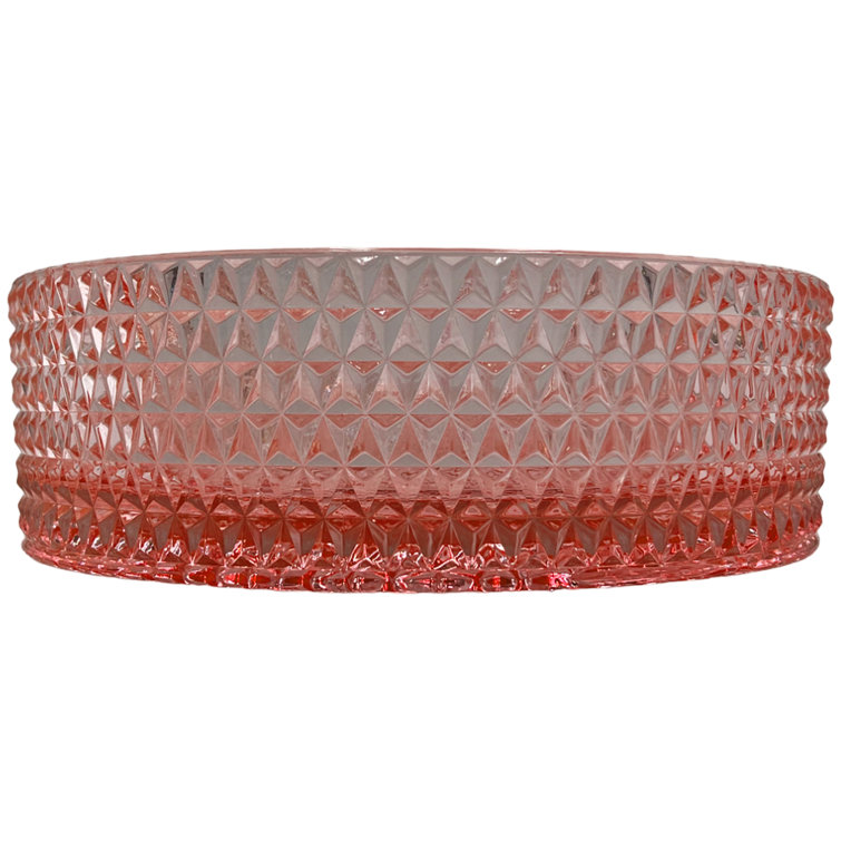 Champagne Pink 16" Textured Glass Circular Bathroom Vessel Sink