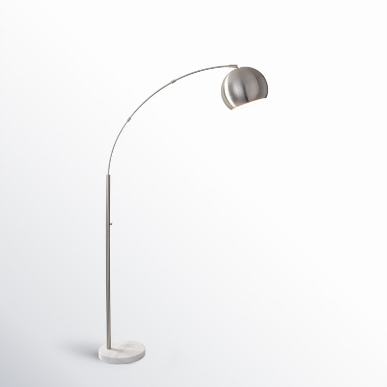 Astoria 78'' Brushed Steel Arc Floor Lamp with White Marble Base