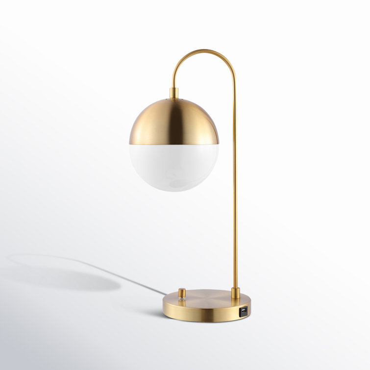 Contemporary Brass Gold 20.5" Desk Lamp with Retro Globe Shade