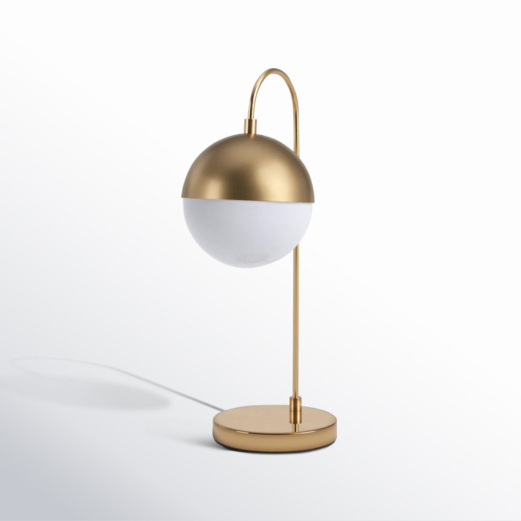 Contemporary Brass Gold 20.5" Desk Lamp with Retro Globe Shade