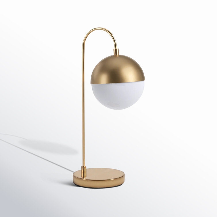 Contemporary Brass Gold 20.5" Desk Lamp with Retro Globe Shade