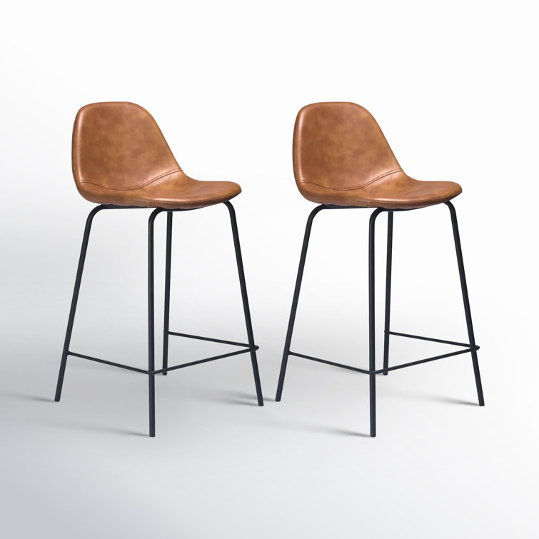 Kody 24" Black Metal Frame Counter Stool with Vegan Leather Seat