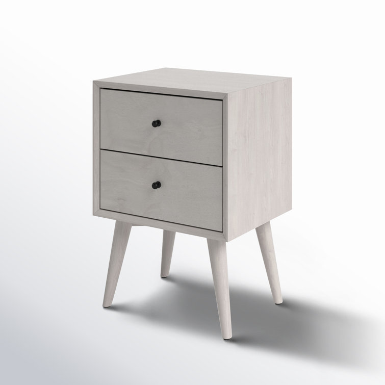 Transitional Gray Mahogany 2-Drawer Nightstand
