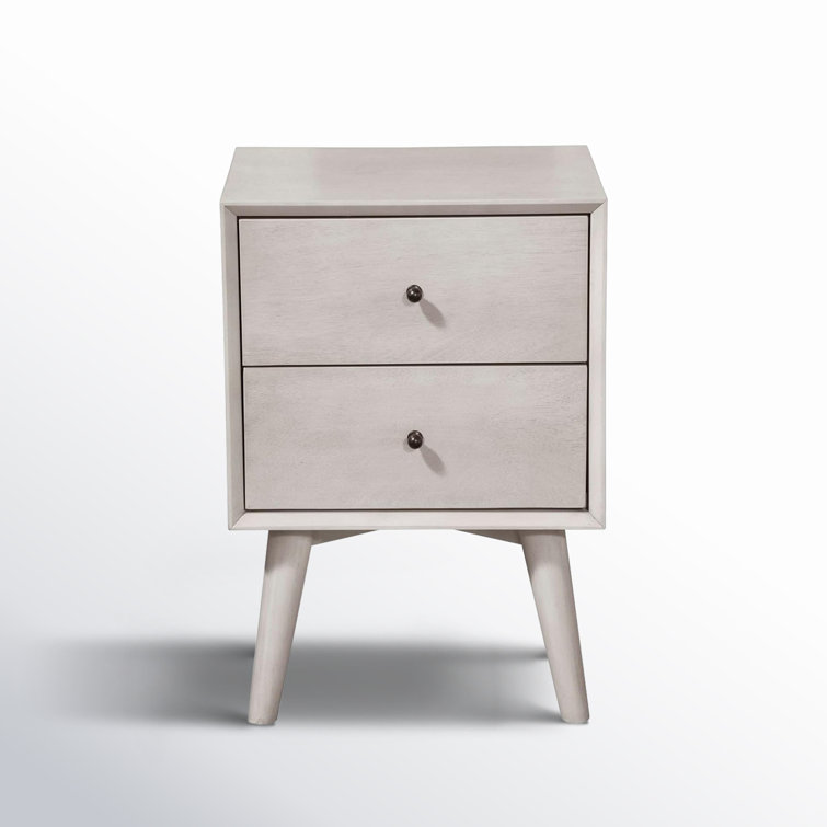 Transitional Gray Mahogany 2-Drawer Nightstand