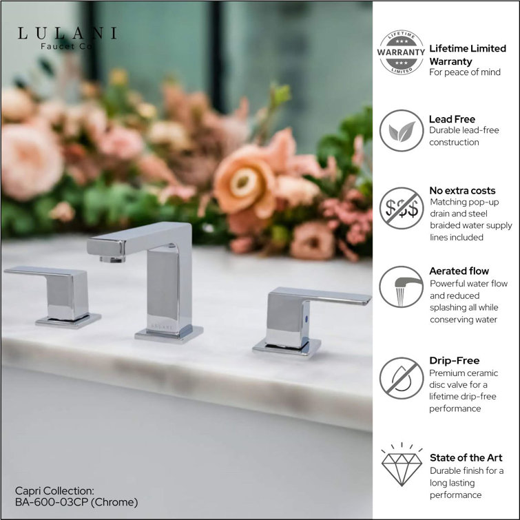 Capri Chrome 8" Widespread Two-Handle Bathroom Faucet
