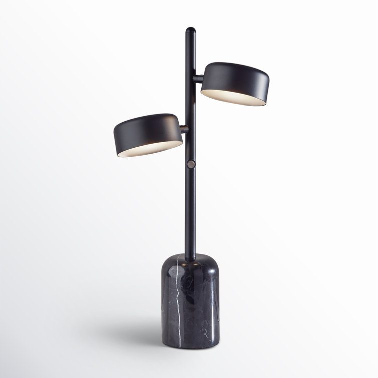 Adjustable Black Metal and Marble LED Table Lamp