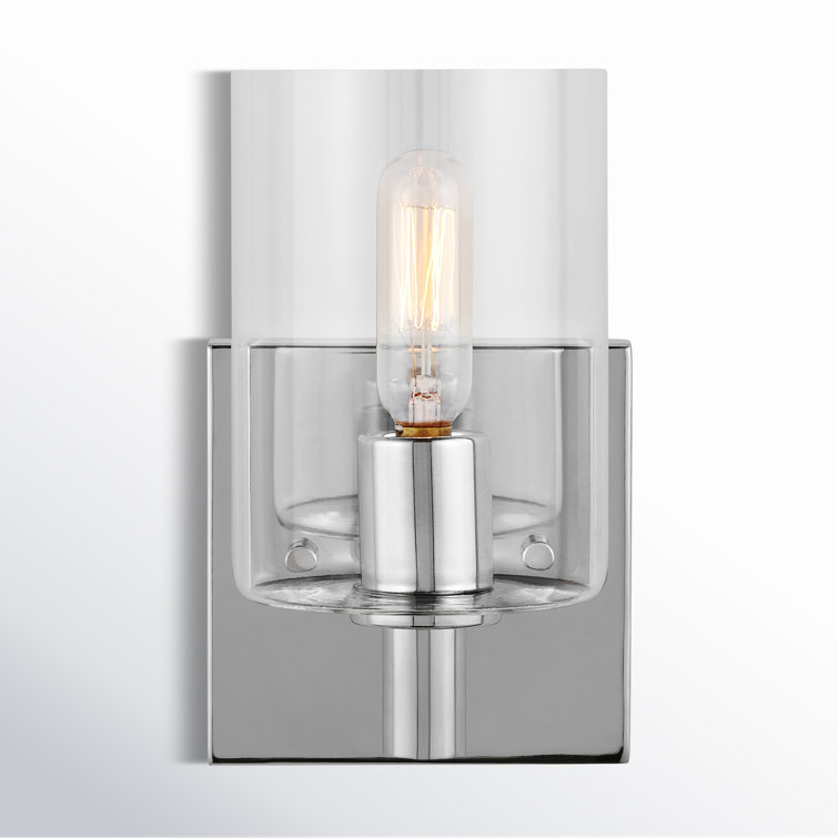 Chrome Cylinder Clear Glass Wall Sconce