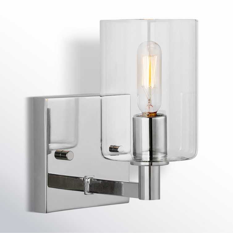 Chrome Cylinder Clear Glass Wall Sconce