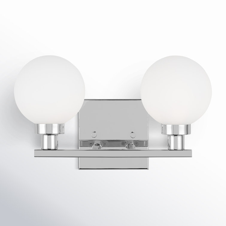 Clybourn Chrome 2-Light Vanity Fixture with Milk Glass Shade