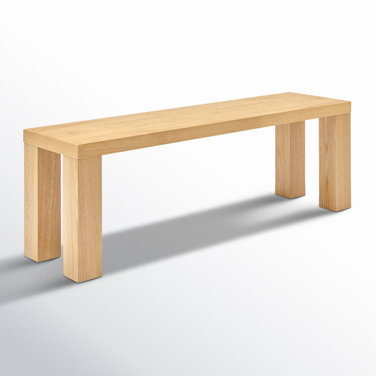 Oak Squared Legs Wooden Bench 19" H x 57" W x 15" D