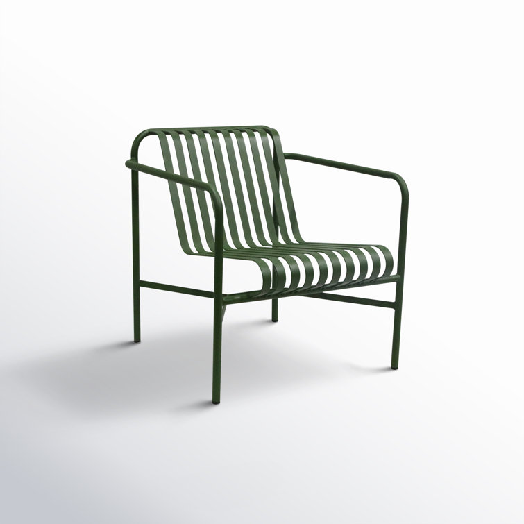 Dark Green Powder Coated Steel Outdoor Armchair