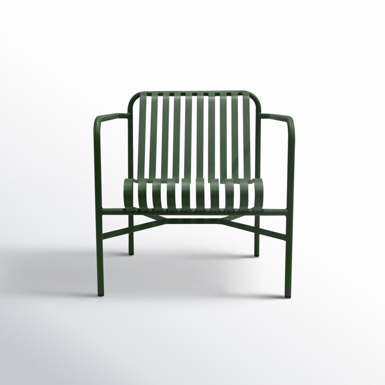 Dark Green Powder Coated Steel Outdoor Armchair