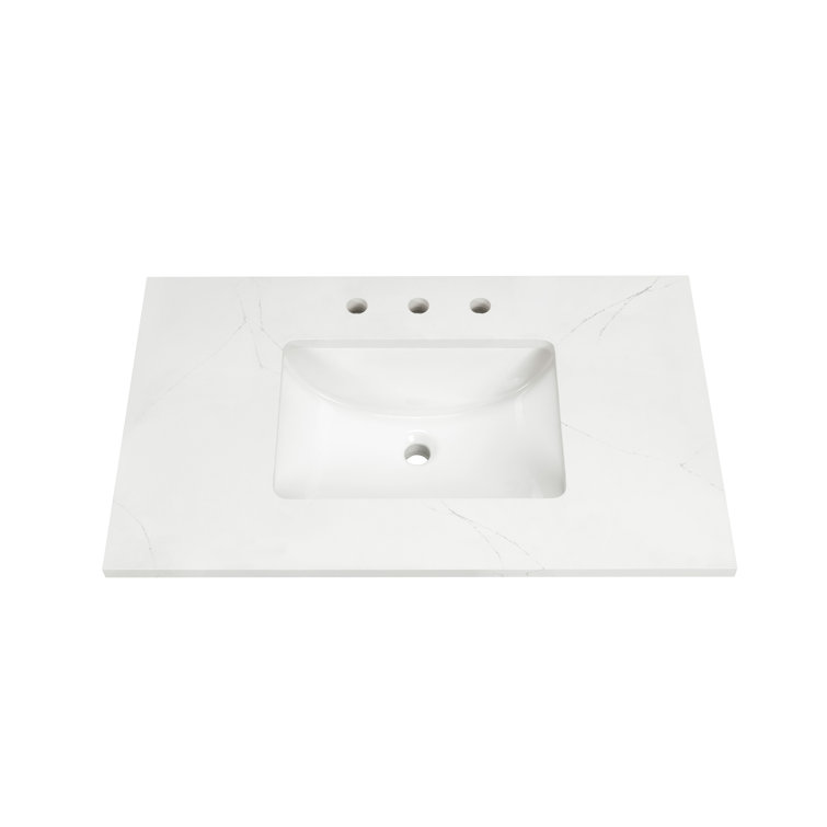 Gracie 36'' Satin White Single Bathroom Vanity with White Quartz Top