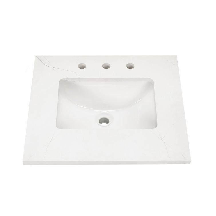 Walnut and White Quartz Single Bathroom Vanity with Brushed Nickel Hardware