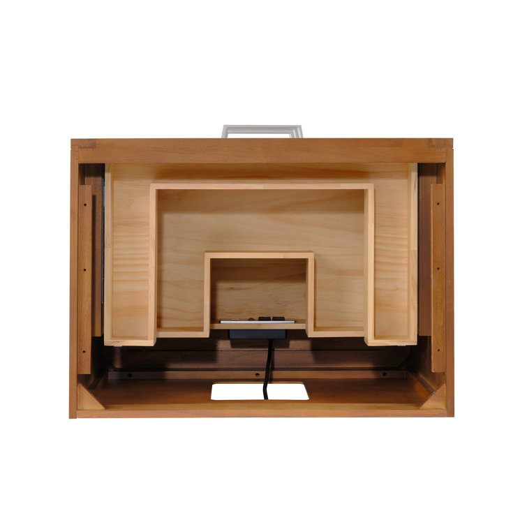 Walnut and Satin Brass Single Bathroom Vanity with White Quartz Top