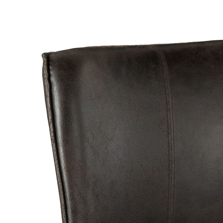 Contemporary Dark Brown Leather Upholstered Side Chair with Oak Legs