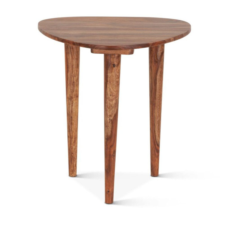 Arrey 23" Natural Brown Indian Rosewood Triangular Side Table