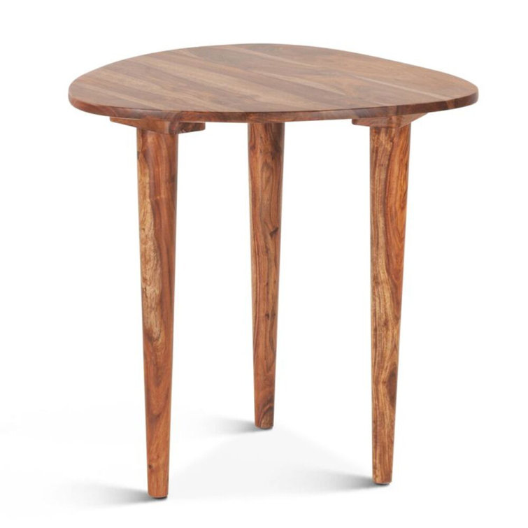 Arrey 23" Natural Brown Indian Rosewood Triangular Side Table