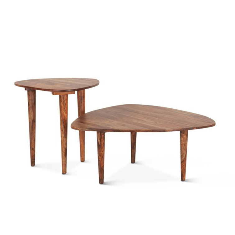 Arrey 37" Natural Brown Indian Rosewood Triangular Coffee Table