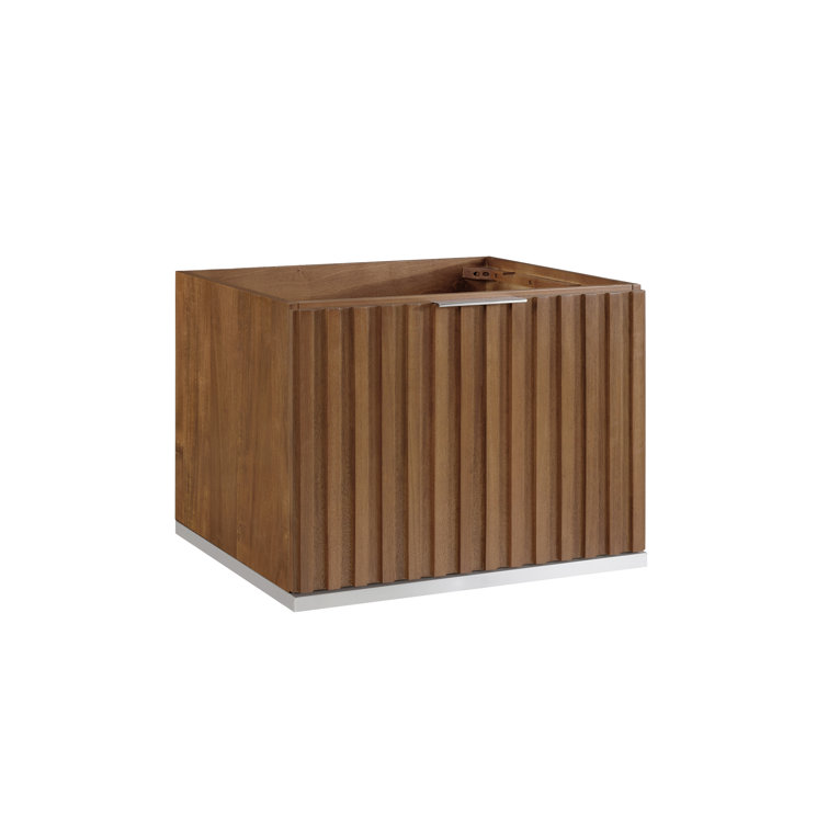 Terra 24'' Walnut Single Sink Vanity with Carrara Marble Top and Brass Accents