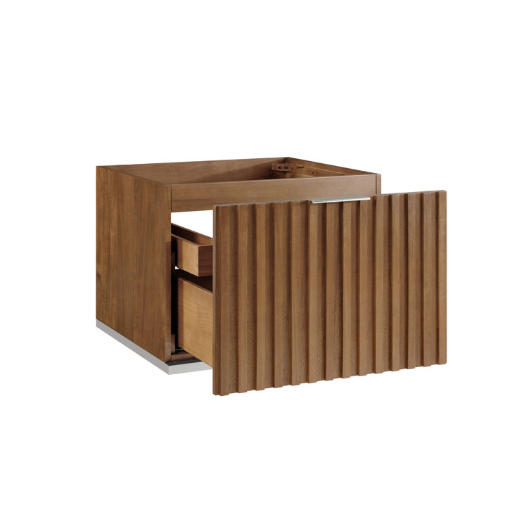 Terra 24'' Walnut Single Sink Vanity with Carrara Marble Top and Brass Accents