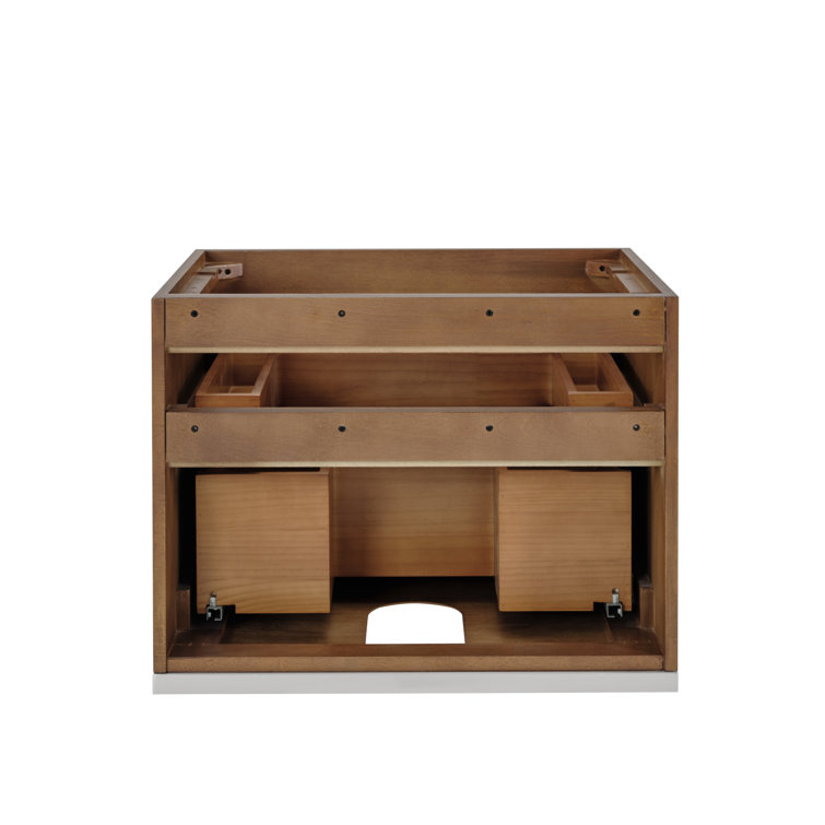 Terra 24'' Walnut Single Sink Vanity with Carrara Marble Top and Brass Accents