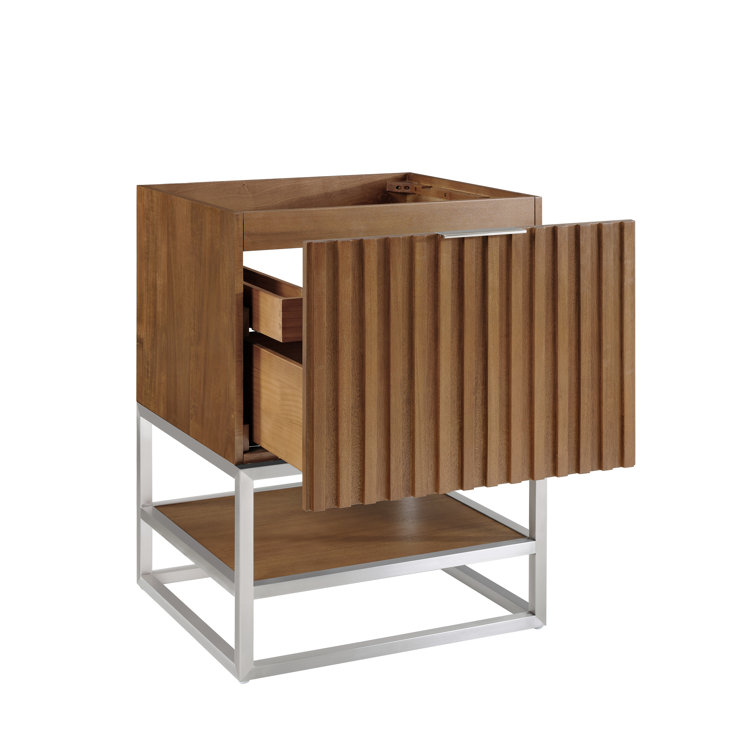 Terra Walnut 24'' Freestanding Bathroom Vanity with Satin Brass Frame