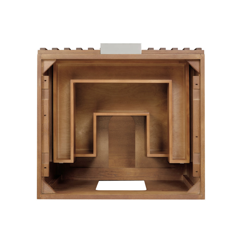 Walnut and White Quartz Single Bathroom Vanity with Brushed Nickel Hardware