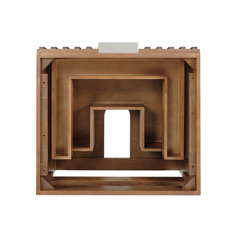 Terra 24'' Walnut Single Sink Vanity with Carrara Marble Top and Brass Accents