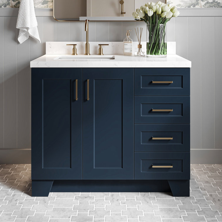 Midnight Blue 42" Single Bathroom Vanity with Quartz Top