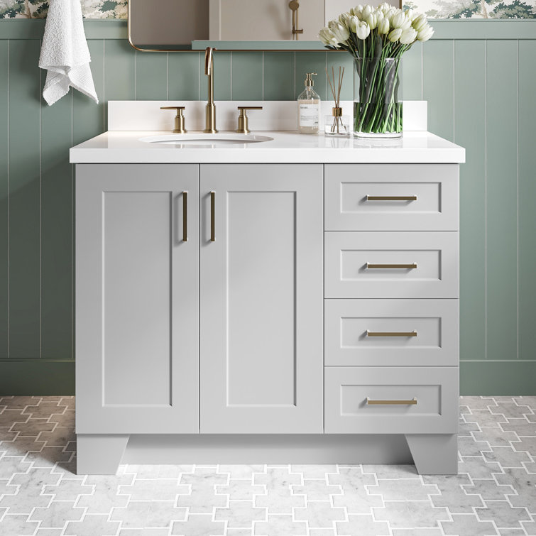 Gray 43" Freestanding Single Basin Vanity with Marble Top