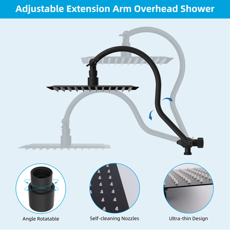 Large Matte Black Stainless Steel Dual Shower Head Combo
