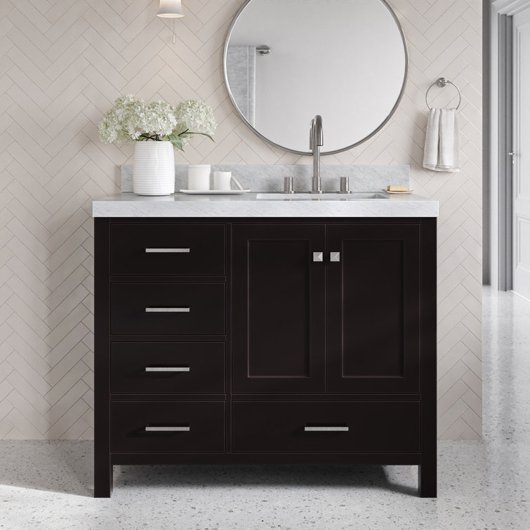 Espresso Wood Single Sink Bathroom Vanity with Carrara Marble Top
