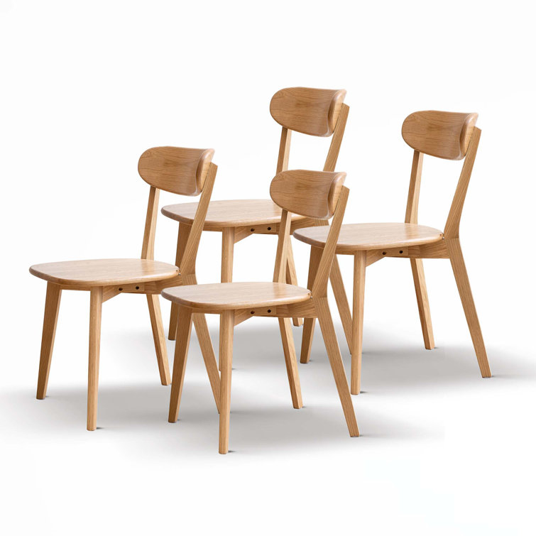 Natural Solid Oak Wood Dining Chair Set of 4