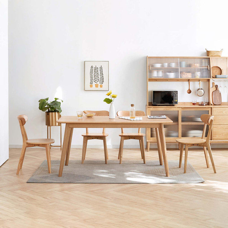 Natural Solid Oak Wood Dining Chair Set of 4