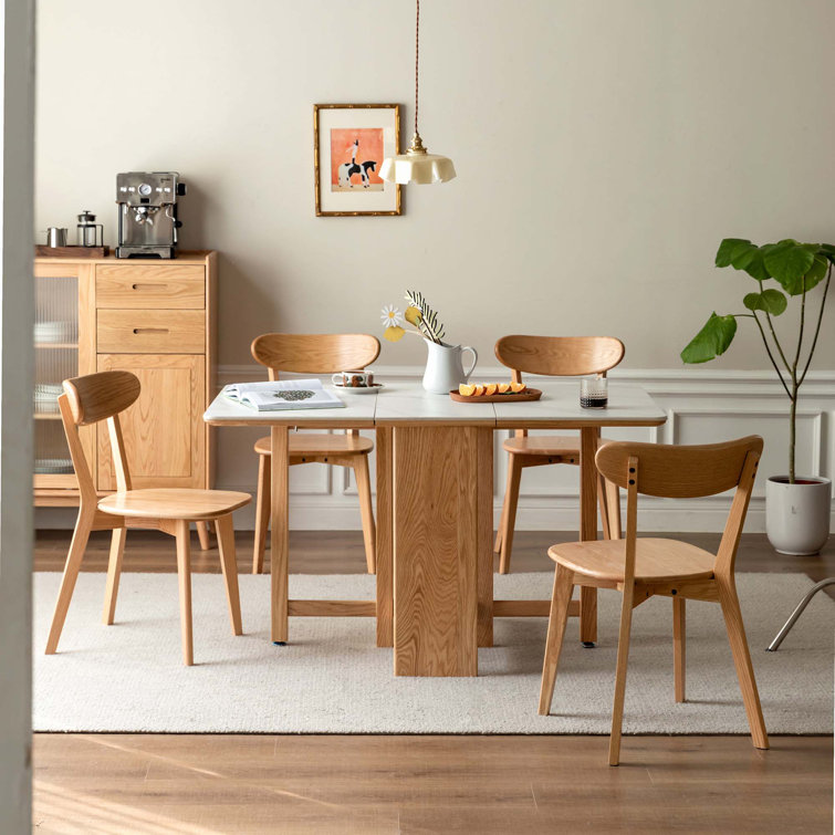 Natural Solid Oak Wood Dining Chair Set of 4