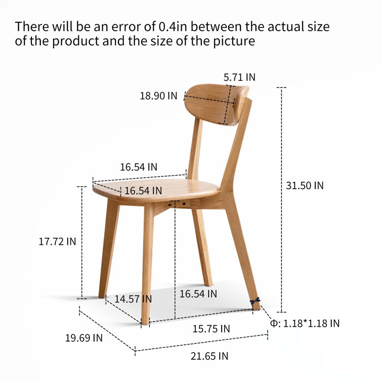 Natural Solid Oak Wood Dining Chair Set of 4