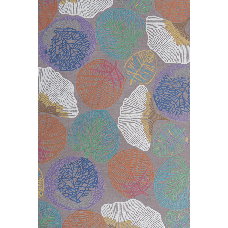 Hand-Tufted Blue and Multicolor Wool Area Rug, 6' x 9'