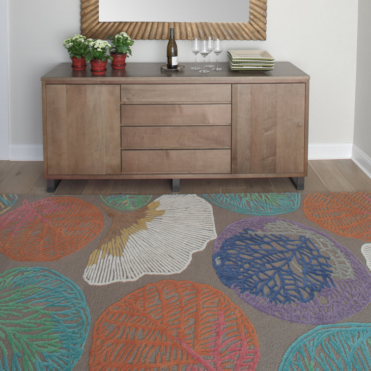 Hand-Tufted Blue and Multicolor Wool Area Rug, 6' x 9'