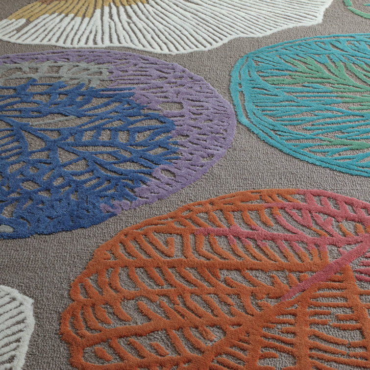 Hand-Tufted Blue and Multicolor Wool Area Rug, 6' x 9'