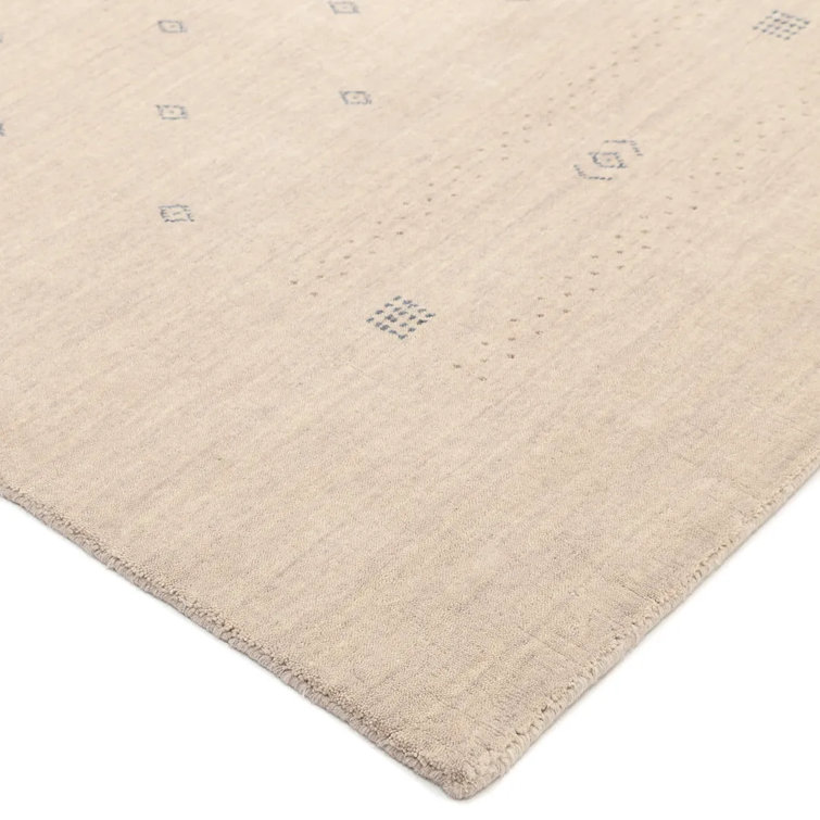 Natural Geometric Hand-Knotted Wool Area Rug 8' x 10'
