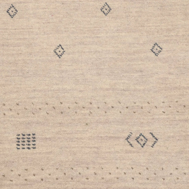 Natural Geometric Hand-Knotted Wool Area Rug 8' x 10'