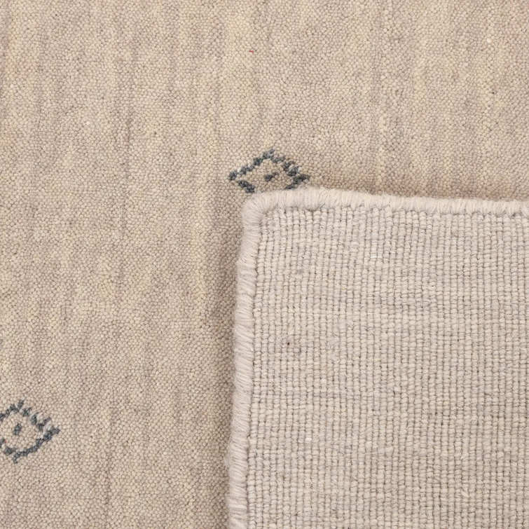 Natural Geometric Hand-Knotted Wool Area Rug 8' x 10'